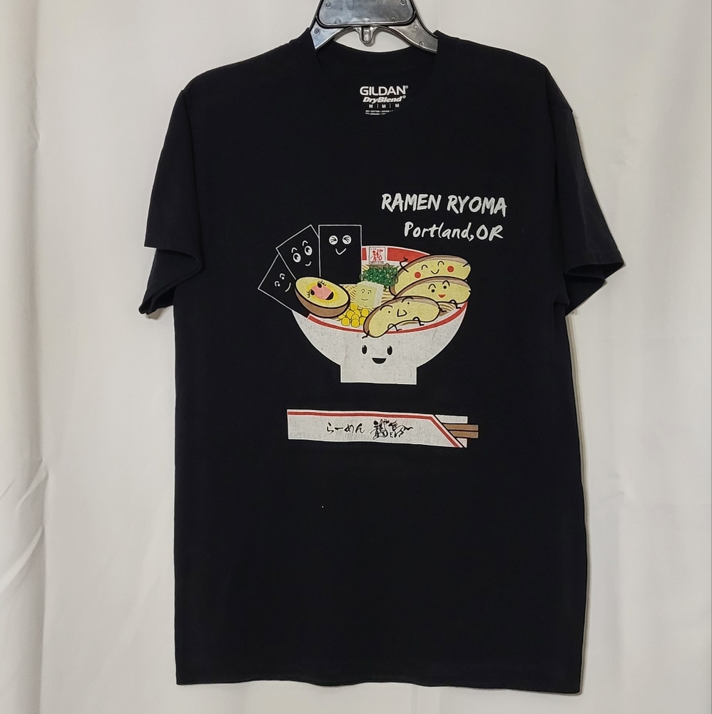 Gildan Men's Black Ramen Graphic Crewneck Short Sleeve T-Shirt Size Medium EUC - Picture 4 of 7